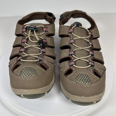 NEW Eddie Bauer Leather Men’s bump tie Hiking Outdoor sandals brown Size 13 Eddie Bauer Men main image 2