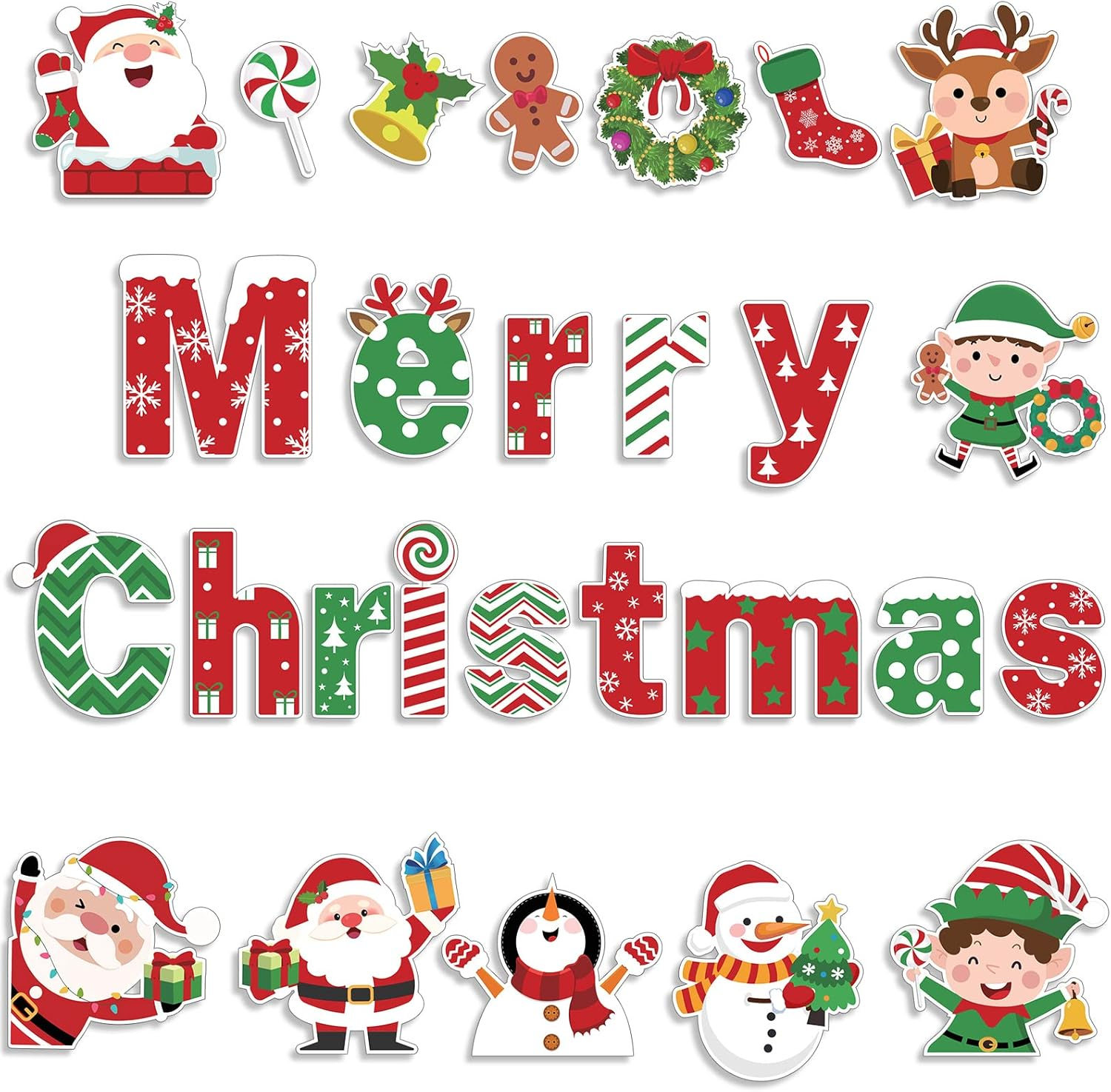 81 Pcs Christmas Cutouts Bulletin Board Decorations Merry Christmas Classroom Bu