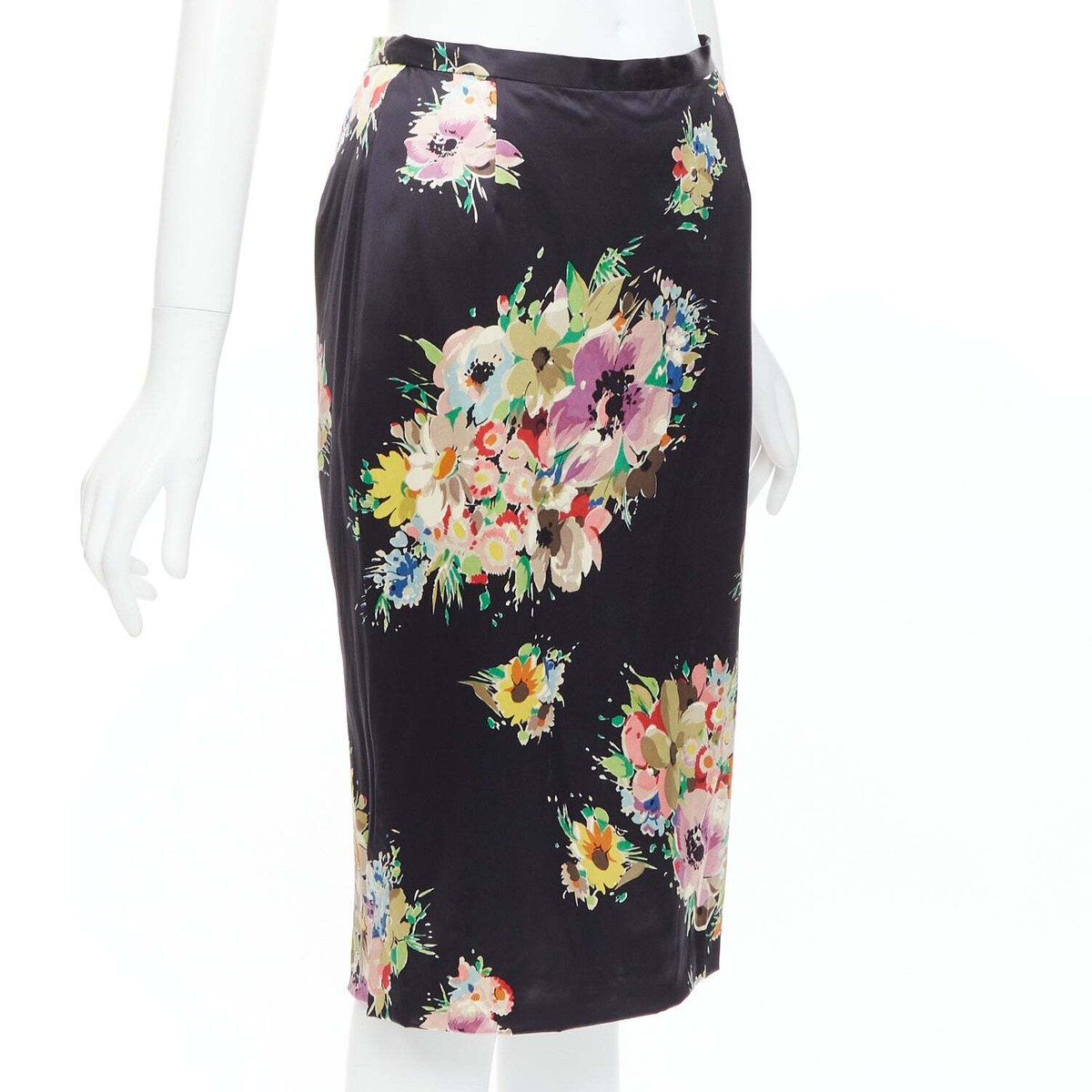 DOLCE GABBANA black silk blend multicolor floral print