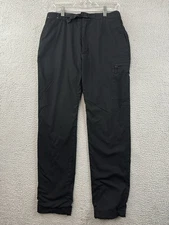 Uniqlo Heattech Pants Mens Medium Black Warm Lined Tapered Leg Belted