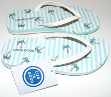  NWT Women's LIFE IS GOOD Palm Trees Flip-Flops/Sandals Size 6 Super Cute FS: 