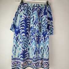 Lilly Pulitzer Quincy Serene Blue Tropi Call Me Dress Womens XS Engineered Print
