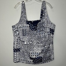 Lands  End Women  s Blue Patchwork 1 Piece Tankini Swim Top 26W BNWT  522637