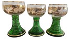 3 German Roemer Wine Glasses with Green Stems Vintage Collectibles — photo 2