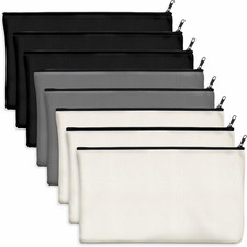 8 Pack Blank Cotton Canvas DIY Craft Zipper Bags Pouches Pencil Case for Makeup