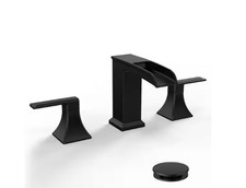 BWE 8" Widespread Matte Black Waterfall Bathroom Faucet Double Handle 3-Hole