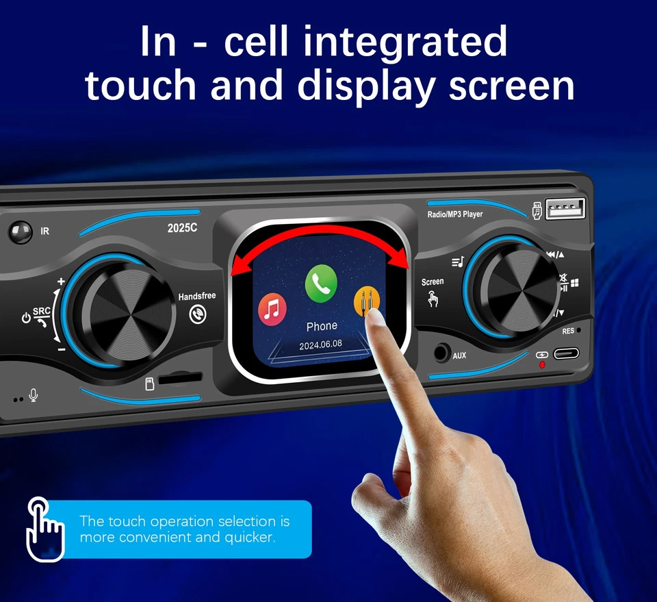 Car Radio Stereo MP3 Player w/ Speakers In-Dash 12V 1 Din Bluetooth FM AUX USB - Image 4 of 4