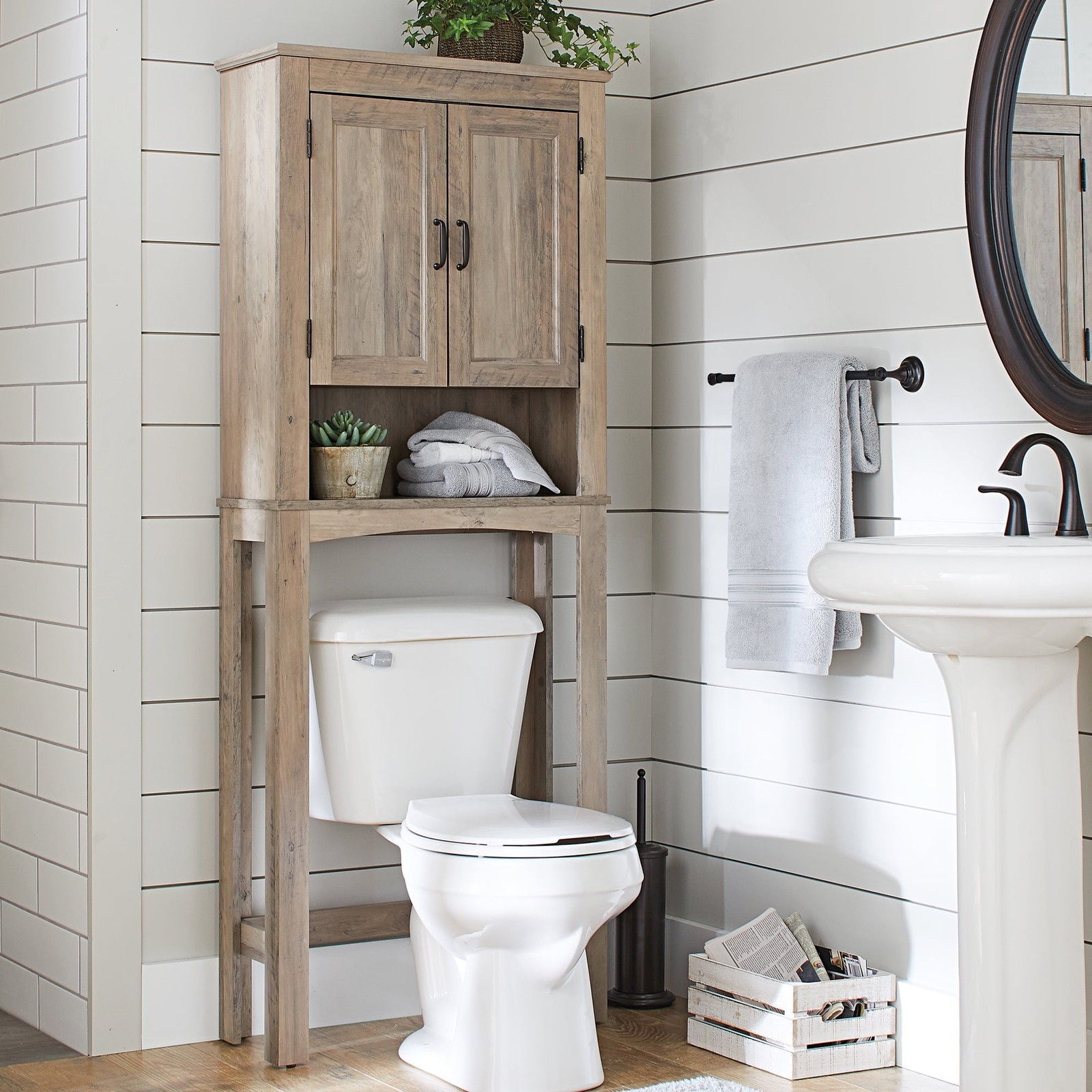 Gray 26"W Over the Toilet Bathroom Space Saver Organizer Shelving Storage New