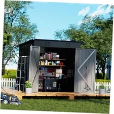  Shed Outdoor Storage Shed Metal,Lockable Doors Tool Sheds with Sloping 
