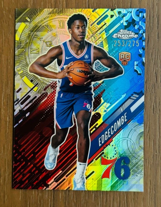 VJ Edgecombe 2025-26 Topps Chrome Go Time Yellow Refractor 253/275 RC #GT-18