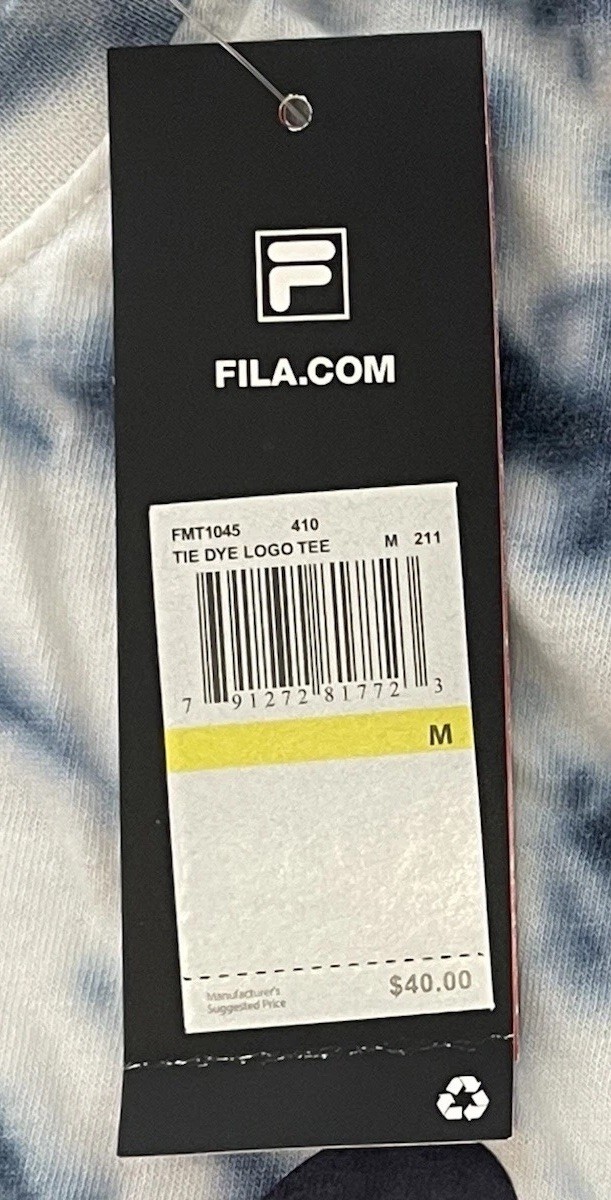 FILA T shirt maglietta uomo media logo scritto tie dye logo blu navy nuova con etichetta