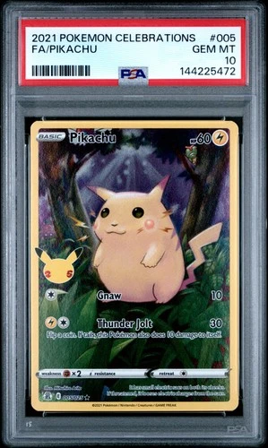 2021 POKEMON CELEBRATIONS #005 FULL ART/PIKACHU PSA 10