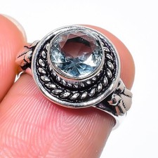 Aquamarine Gemstone Handmade 925 Sterling Silver All Size Ring For Gift