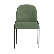 Modern Metal Dining Chair Loden Green Velvet - HomePop