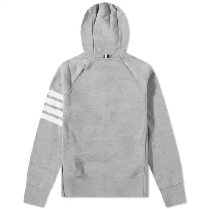 Thom Browne Felpa con cappuccio e zip a righe da uomo RWB Tab 4 barre grigio 131878067