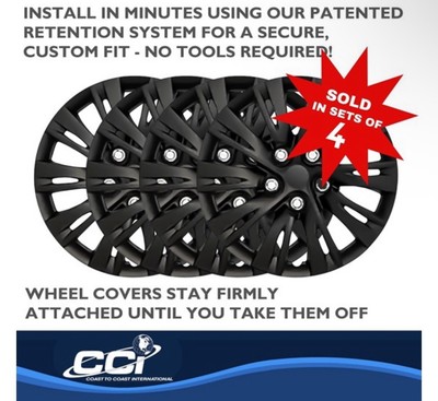 CCI Wheel Cover 15 Inch 10 Spoke Gloss Black Set Of 4 IWC103715BLK