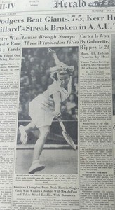 JULY 4, 1948 NEWSPAPER PAGE #2475- LOUISE BROUGH SWEEPS WIMBLEDON TENNIS TITLES 