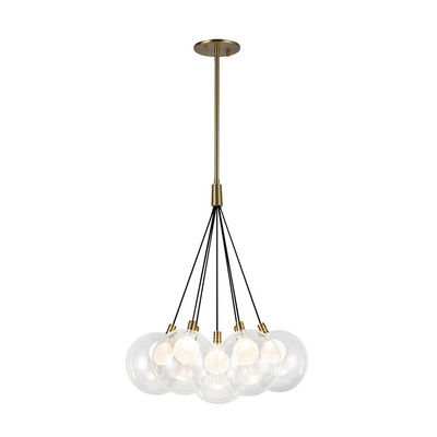 Kuzco Bolla 17'' Chandelier, Brushed Gold/Clear Glass - CH3117-BG