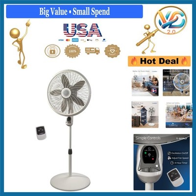 Cyclone 18 Inch Pedestal Fan with Remote Control and Timer White