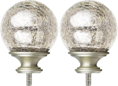 2 Pack Crackle Glass Curtain Rod Finials Champagne Gold for 1'' Rods M6 Screw