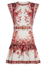 Zimmermann-BNWT-Wavelength Fluted Mini Dress in Red Phoenix Size 3/ AU 14/US 10