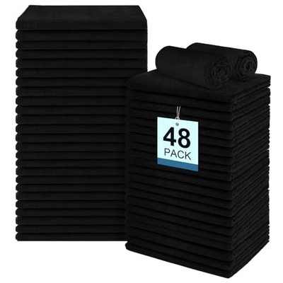 Salon Towels - Highly Absorbent and Quick Drying Hand Towels, 48 Pack Black