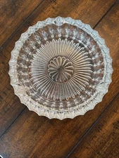 Vintage Heavy Glass - Lead Crystal?  Cigarette Ashtray 7 1/4" diam X 2" tall