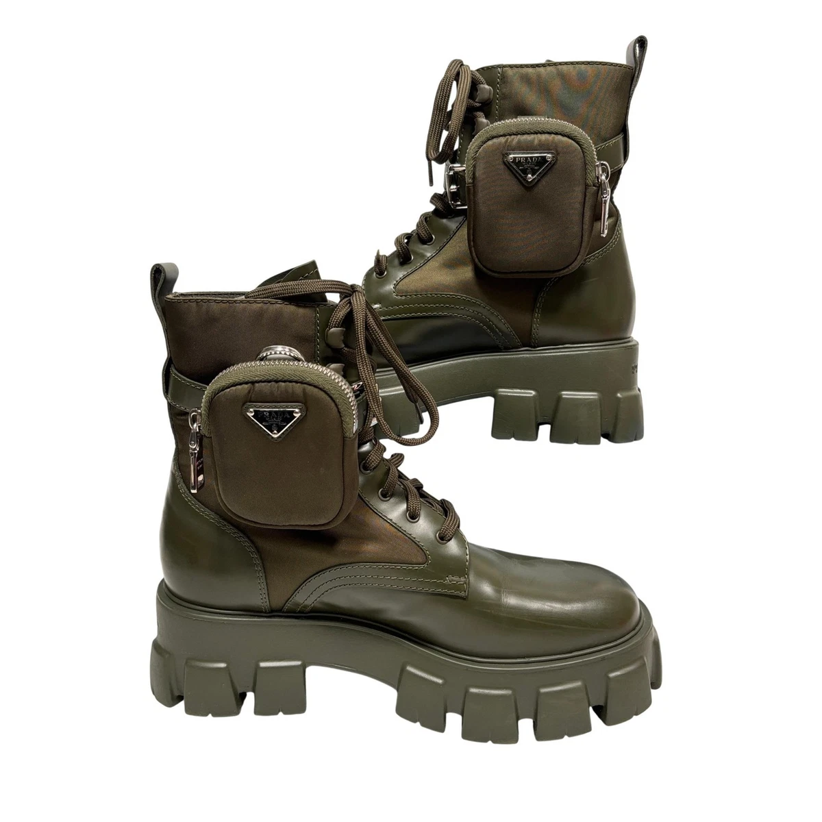 ♡PRADA 長靴 オリーブグリーン 37 PRADA Leather Upper Green Boots for Women for sale | eBay