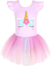 Unicorn Ballet Leotard Dress with Tutu for Toddler Girls Dance Outfit