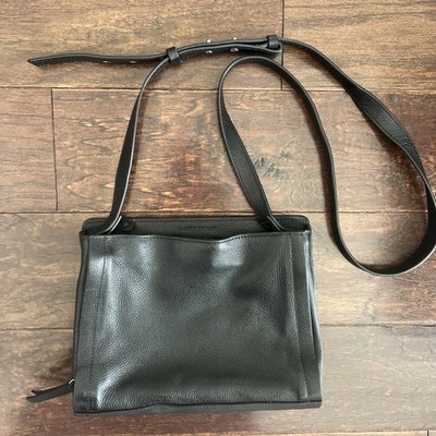 Lucky Brand Wilo Crossbody Black 100% Genuine Leather Bag Purse Adjustable Strap