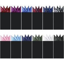Eurzom 12 Pcs Pocket Squares for Men Prefolded Suit Pocket Squares on Card Ma...