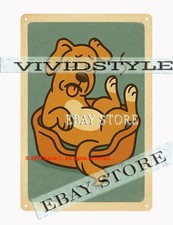 metal tin sign Silly Rolling Dog Funny Humor plaque poster