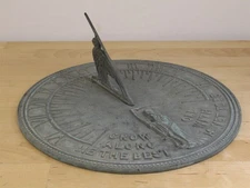 Vtg Flora And Fauna 11"  Brass SUN DIAL Father Time GROW OLD WITH ME