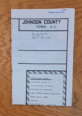 Iowa City IA Map & Advertising Brochure c1970 D&L Map Service Johnson County