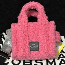 Marc Jacobs MINI Traveler The Teddy Tote Crossbody Bag, Fluffy Pink - NEW