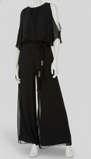 MSK Women's Black Rhinestones Self Tie Blouson Jumpsuit Size M