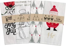 Christmas Tea Towels Set of 4 CTW Home Collection Cotton Holiday Dish Towels
