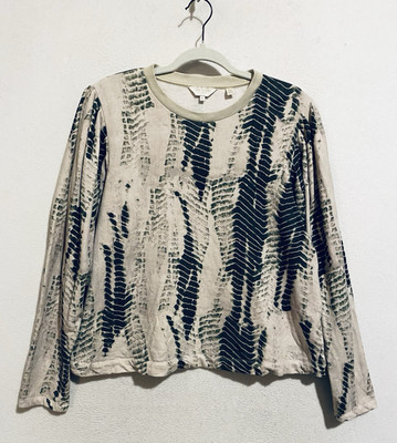 Ted Baker Sweatshirt Womens 12 Green Tie Dye Sonoma Puffy Sleeve Artsy Boho