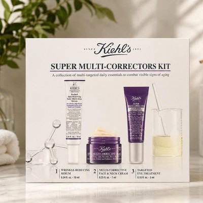 Kiehl s Super Multi-Correctors Kit Retinol Serum Face Neck Eye Gift Set NEW