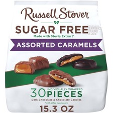 RUSSELL STOVER Sugar Free Assorted Caramels in Chocolate 15.3 OZ Pack of 1 