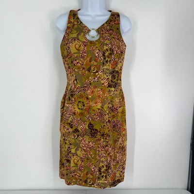 brown tribal dress Tribal Lined Dress with Front Slit Maroon / M main image 0