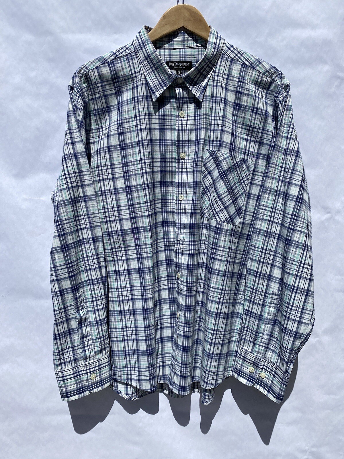 Yves Saint Laurent Pour uomo multicolore a quadretti manica lunga abbottonata XL 42