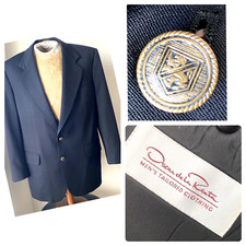 Oscar De La Renta Black Blazer Jacket 42R Gold Buttons