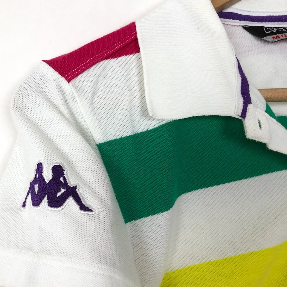 Kappa Italia Riding Club 1969 Polo Shirt Classic Fit Striped White Multi Size M - Image 4 of 4