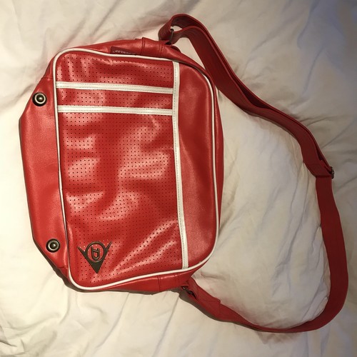 dunlop official red retro perforated shoulder messenger bag