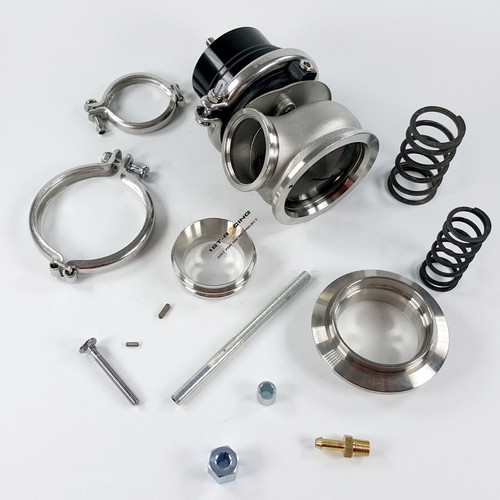 Black 60mm External Wastegate Actuator+Inlet Outlet V-Band Clamp Flanges 24PSI - Foto 2 di 5