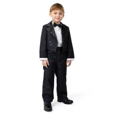 Dress Up America Butler Costume for Kids - Black Tailcoat Tuxedo Costume Set