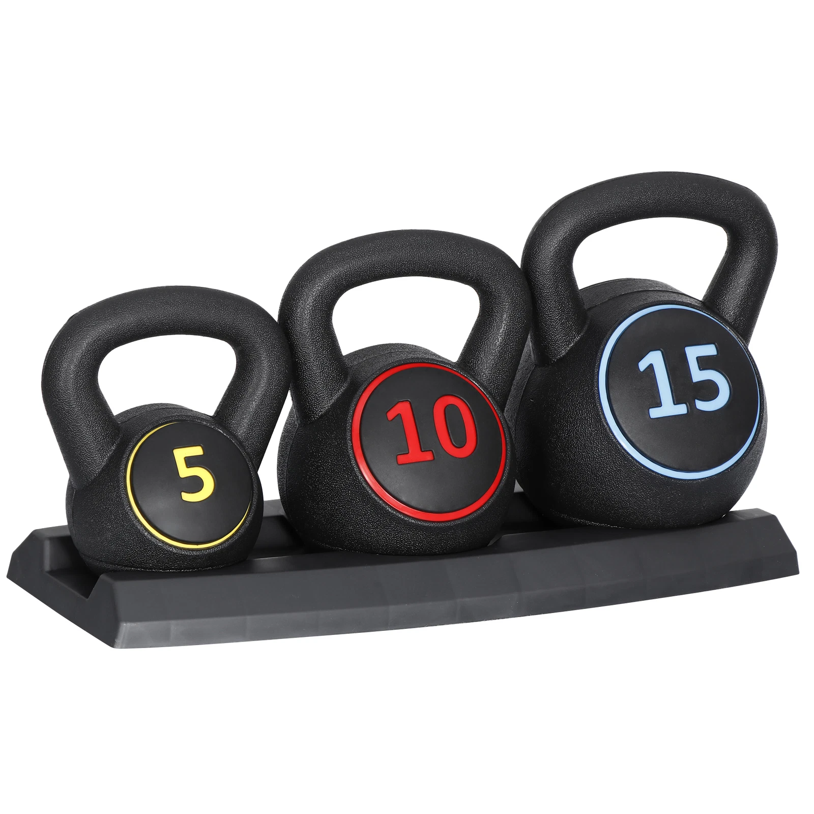 3-Piece Kettlebell Fitness Strength Training Exercise With Base Rack at Home