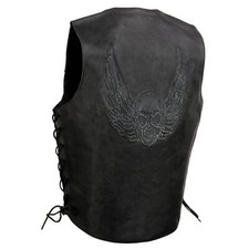 Event Leather 3905 Men's 'Mayhem' Skull Wings Motorcycle Riding Leather Vest