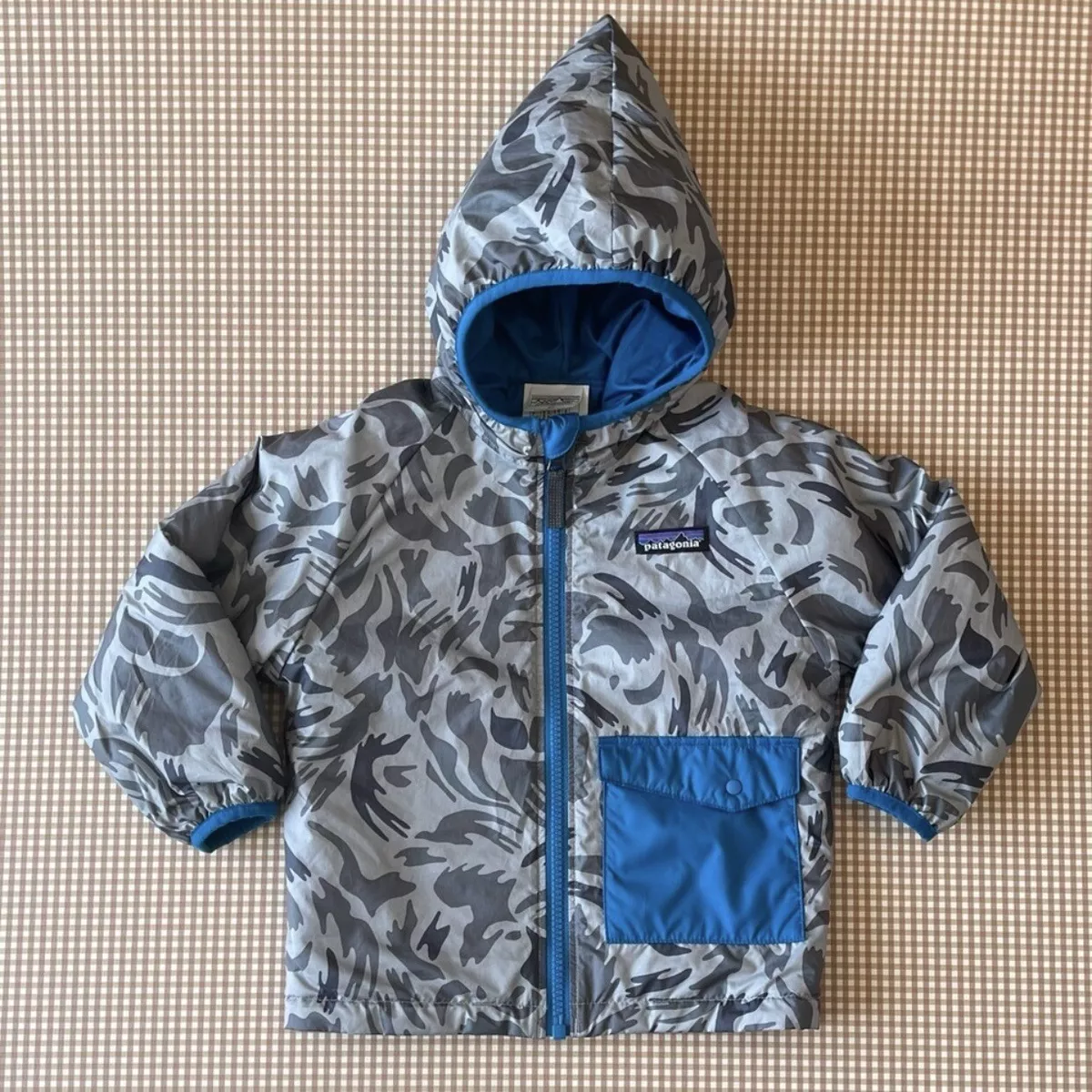 PATAGONIA Puff Ball hooded Reversible Jacket 2T. blue gray eBay